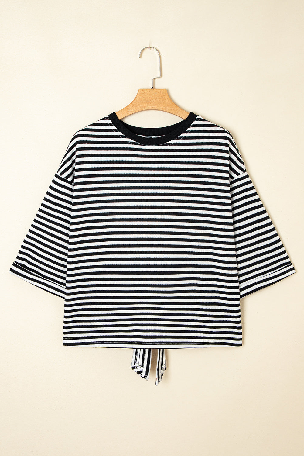 Red Striped Bowknot Backless T-Shirt