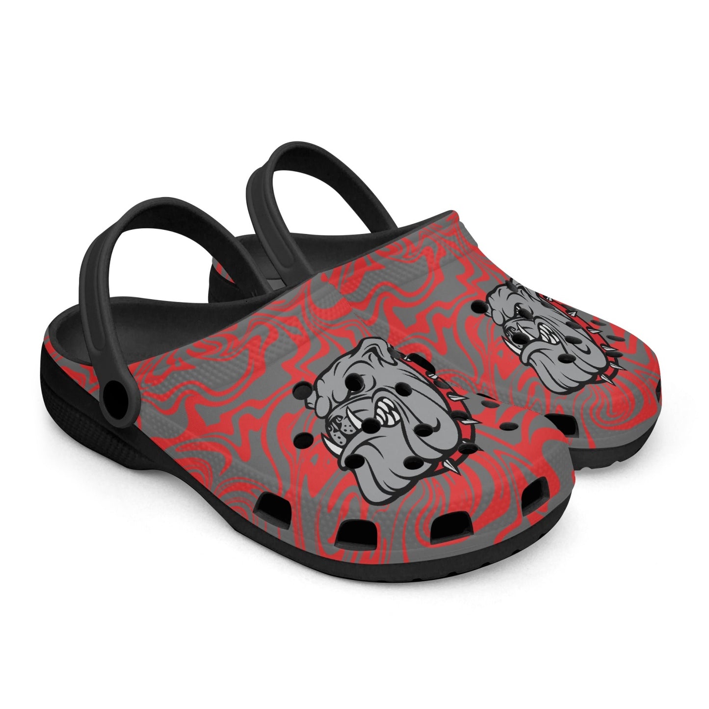 Bulldogs Red and Gray Psychedelic "Crocs)