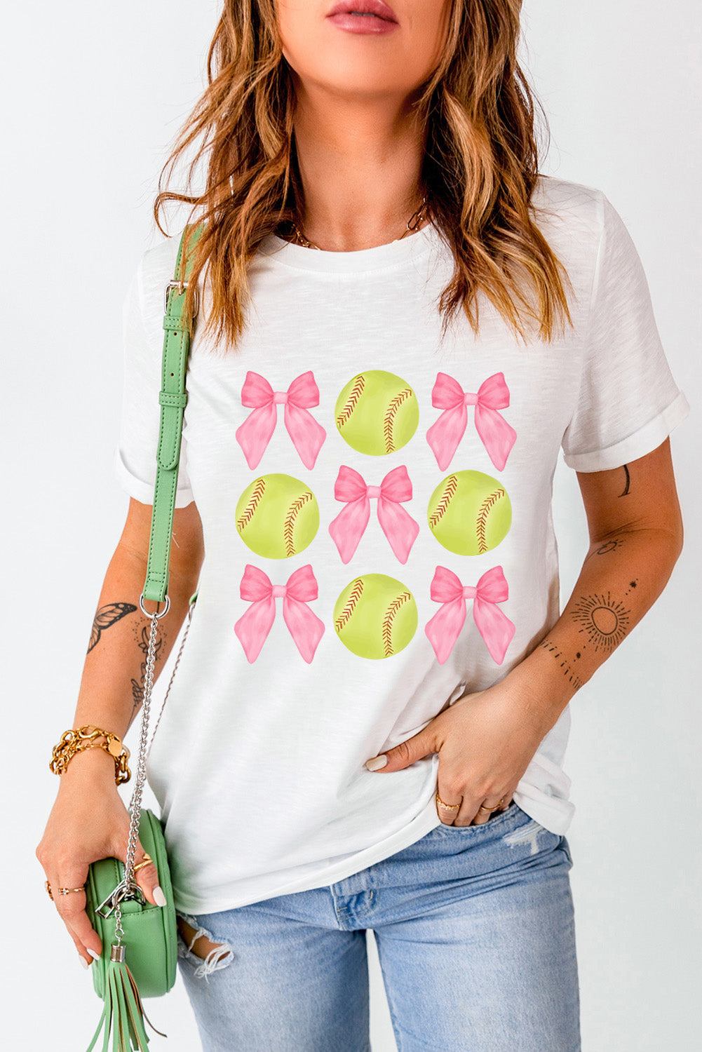 White Bow Softball Tee