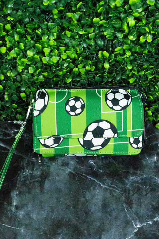 Soccer Print Crossbody Clutch Organizer