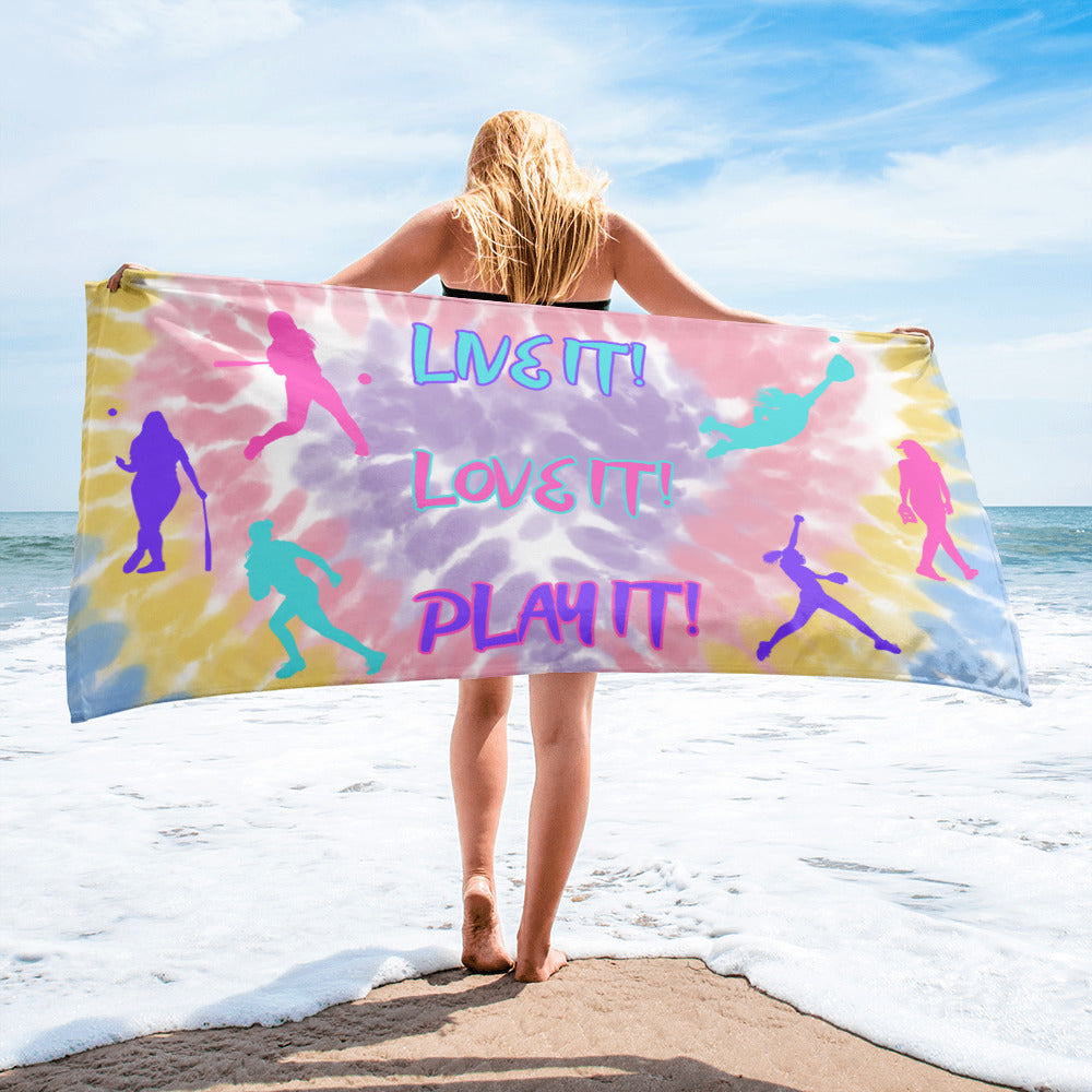 Love Softball Beach Towel