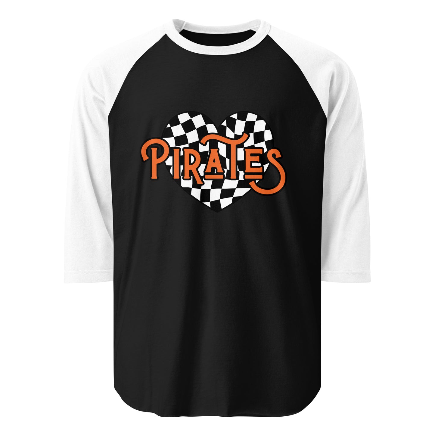 Orange and Black Retro Pirates 3/4 Sleeve Raglan Shirt