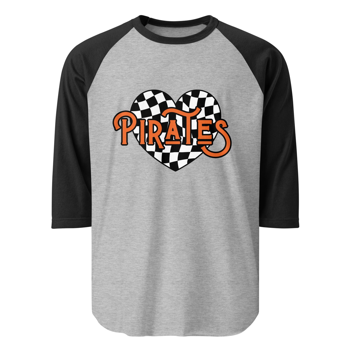 Orange and Black Retro Pirates 3/4 Sleeve Raglan Shirt