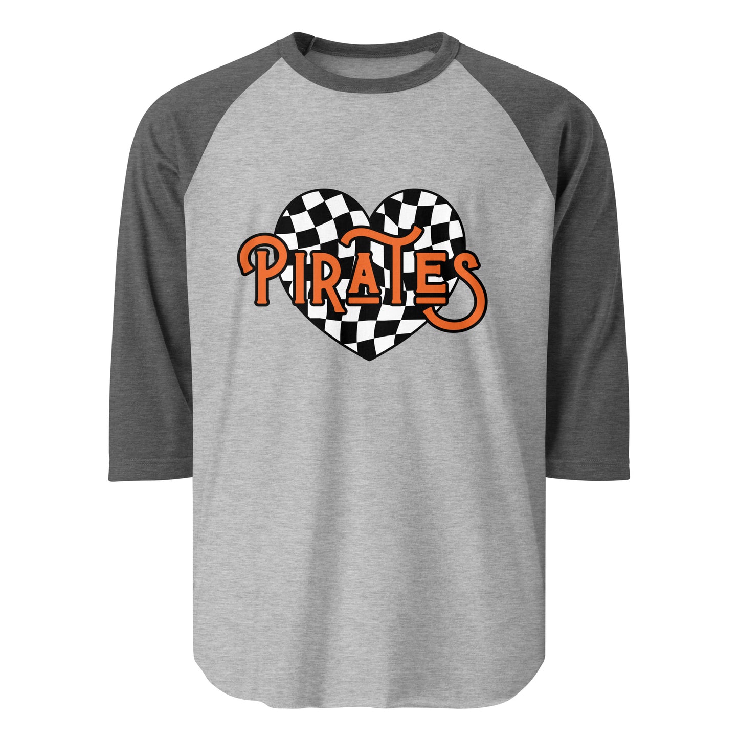 Orange and Black Retro Pirates 3/4 Sleeve Raglan Shirt