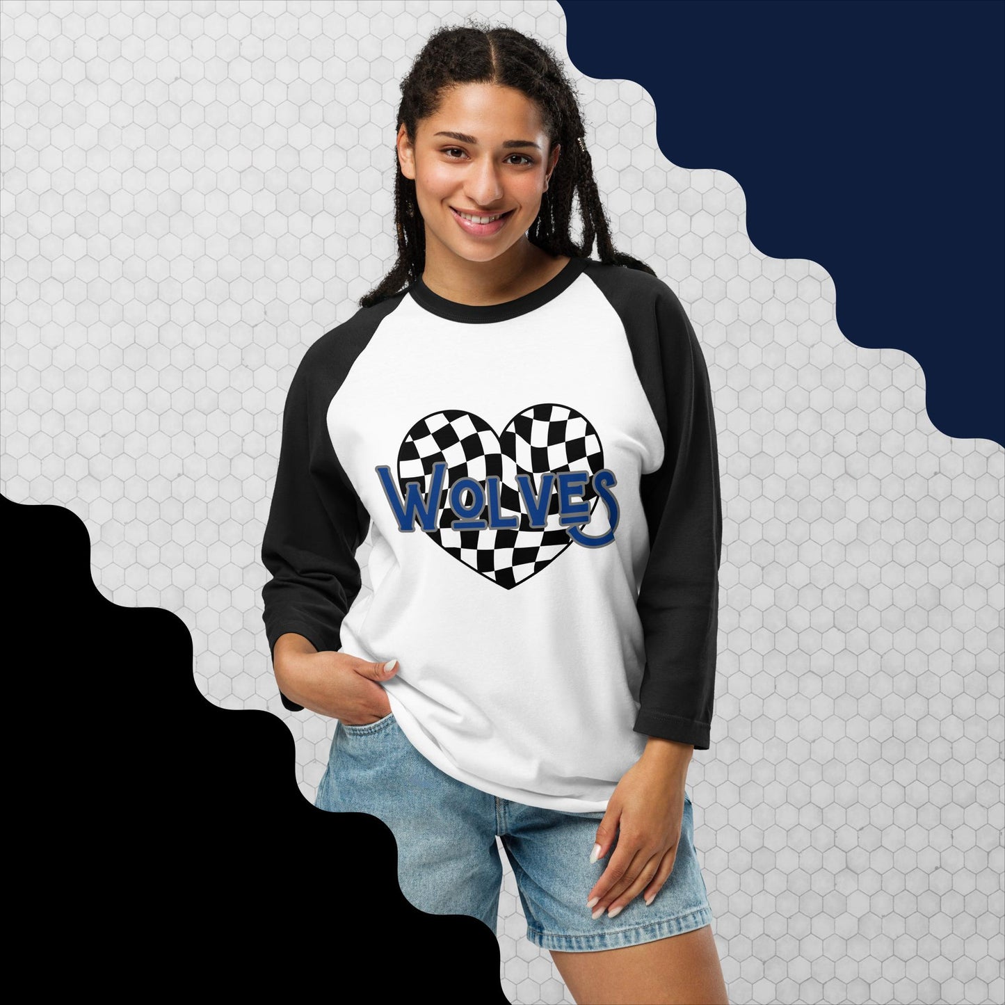 Retro Wolves Pride 3/4 sleeve raglan shirt