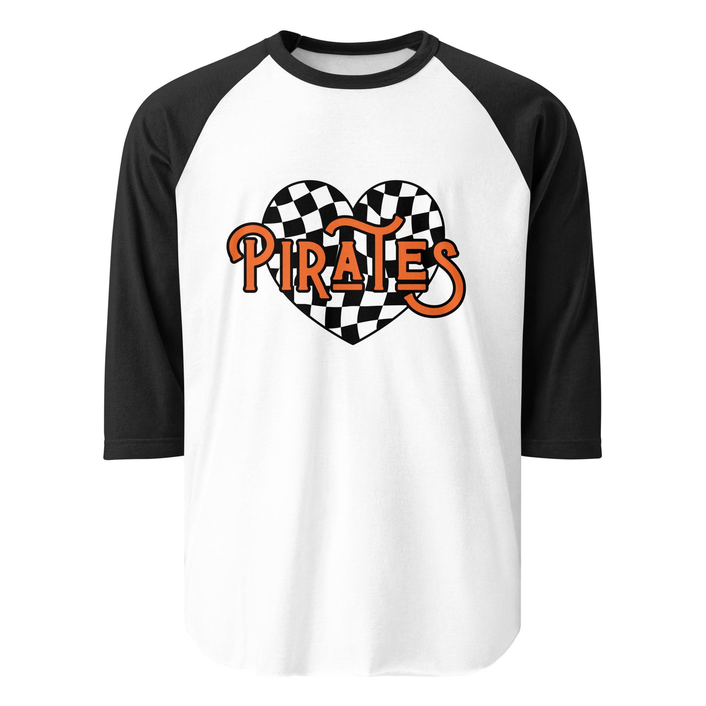 Orange and Black Retro Pirates 3/4 Sleeve Raglan Shirt