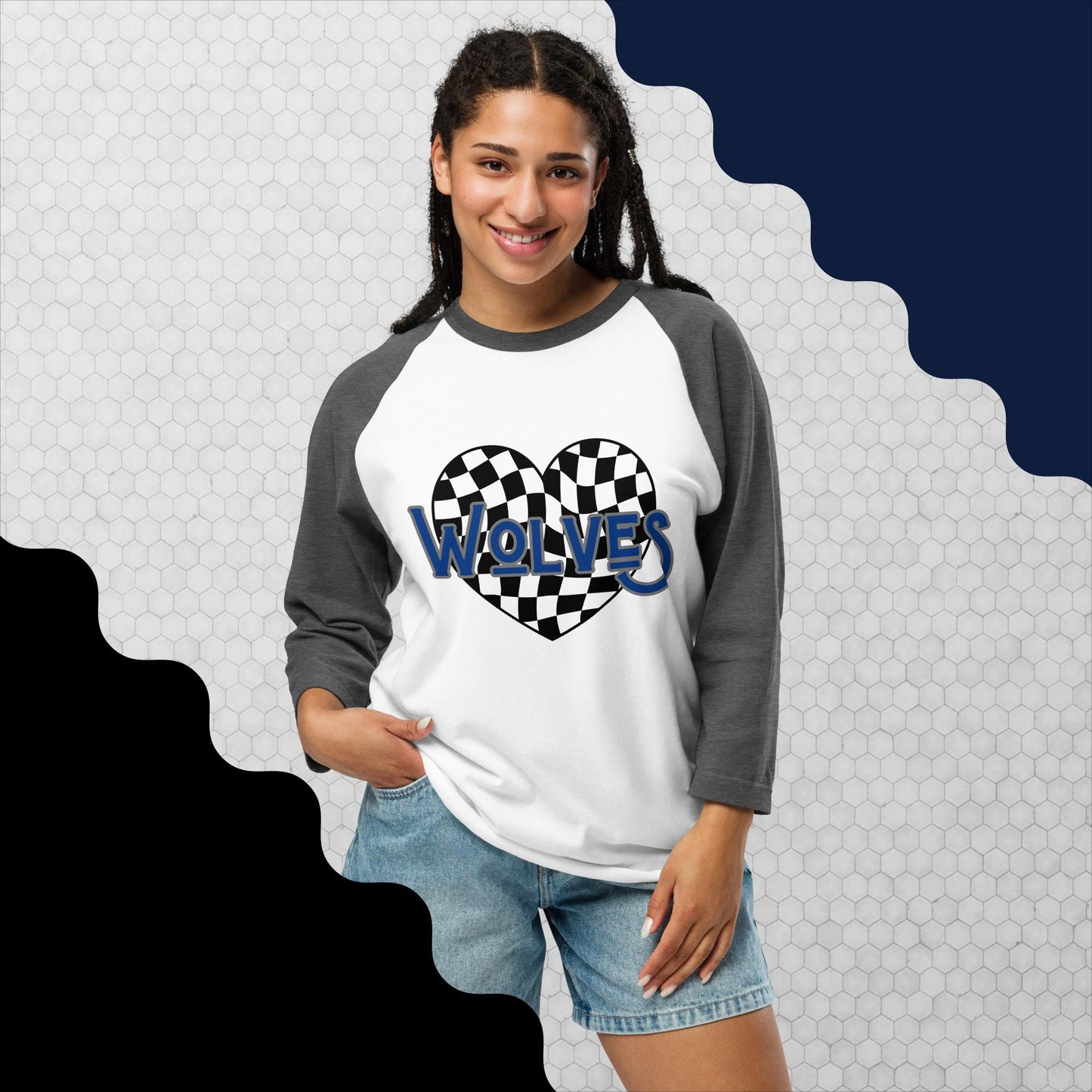 Retro Wolves Pride 3/4 sleeve raglan shirt