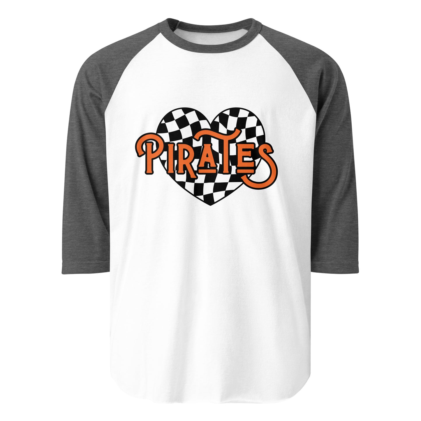 Orange and Black Retro Pirates 3/4 Sleeve Raglan Shirt