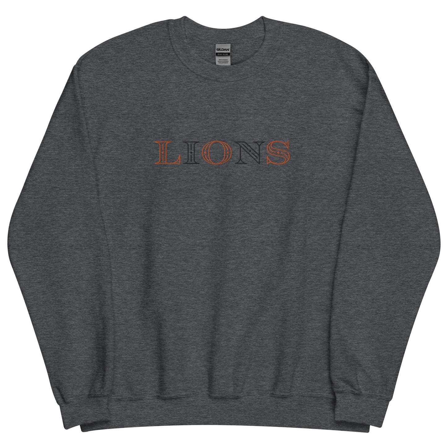 Lions (Orange and Black Letters) Embroidered Unisex Sweatshirt