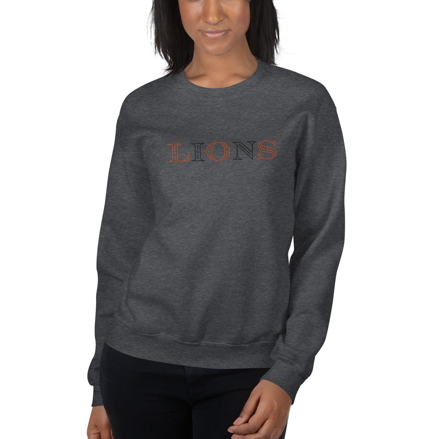 Lions (Orange and Black Letters) Embroidered Unisex Sweatshirt