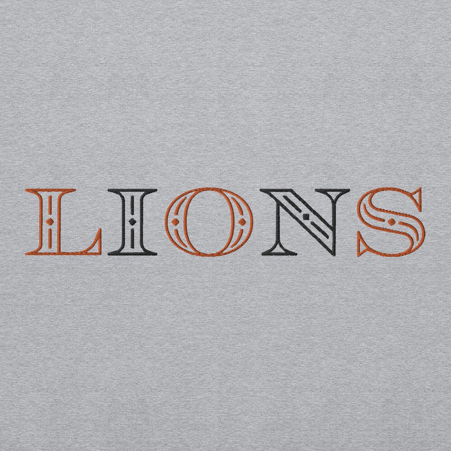 Lions (Orange and Black Letters) Embroidered Unisex Sweatshirt