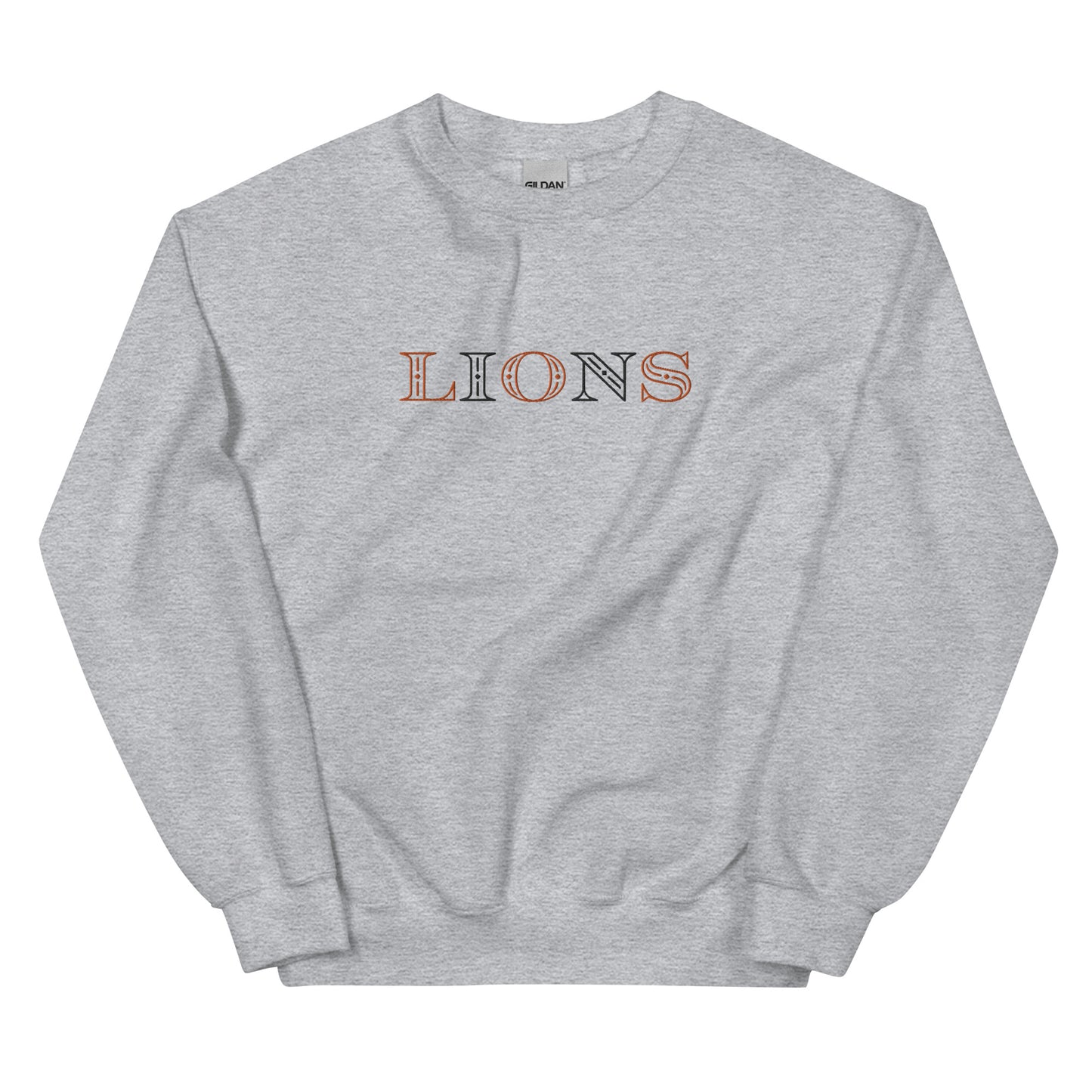 Lions (Orange and Black Letters) Embroidered Unisex Sweatshirt