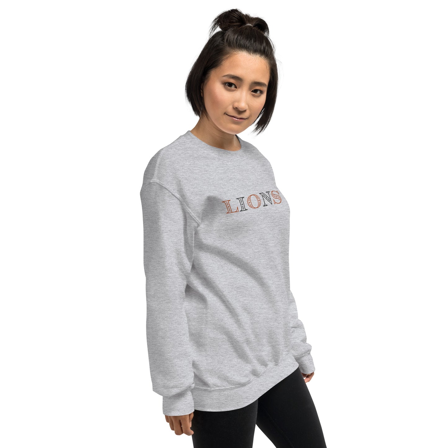 Lions (Orange and Black Letters) Embroidered Unisex Sweatshirt