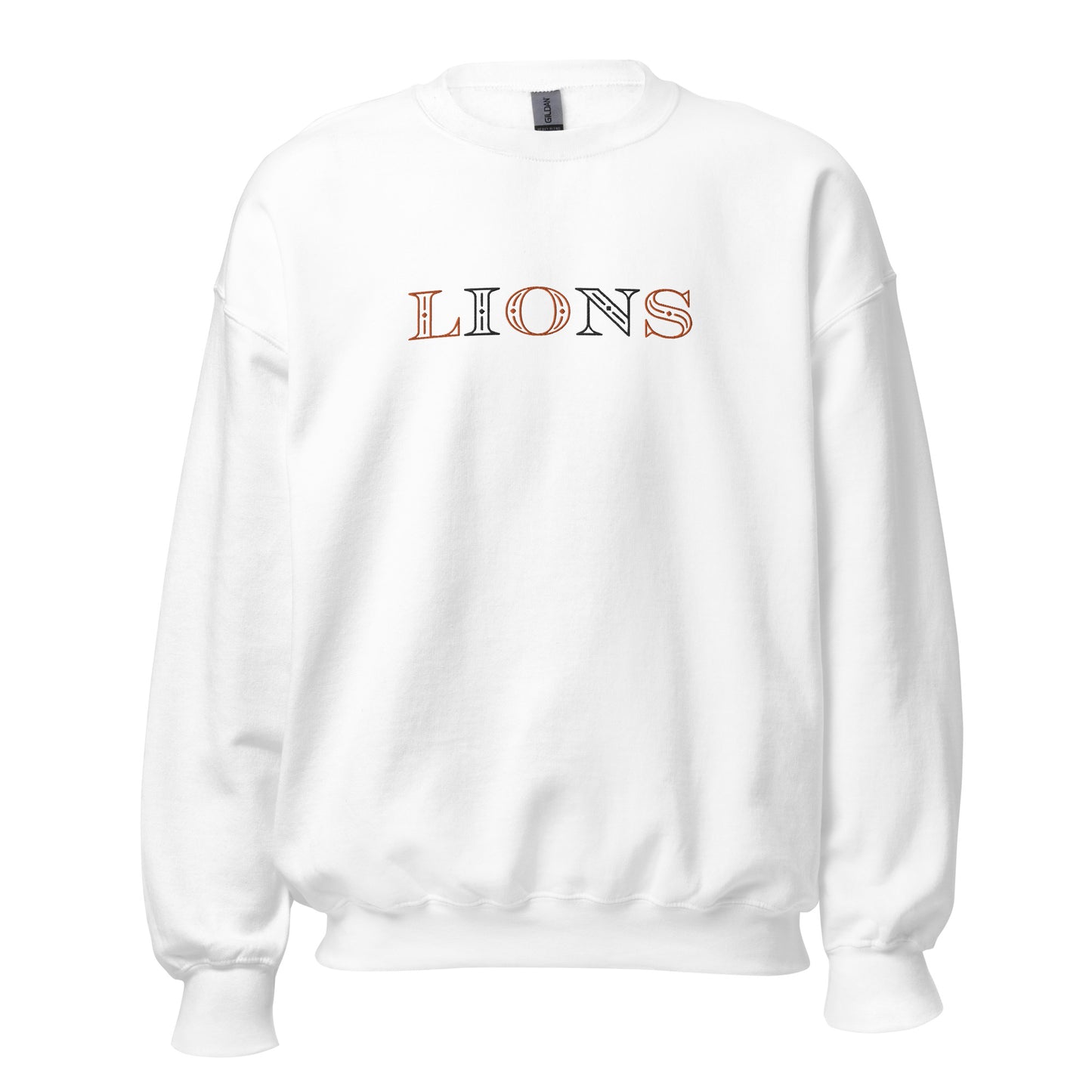 Lions (Orange and Black Letters) Embroidered Unisex Sweatshirt