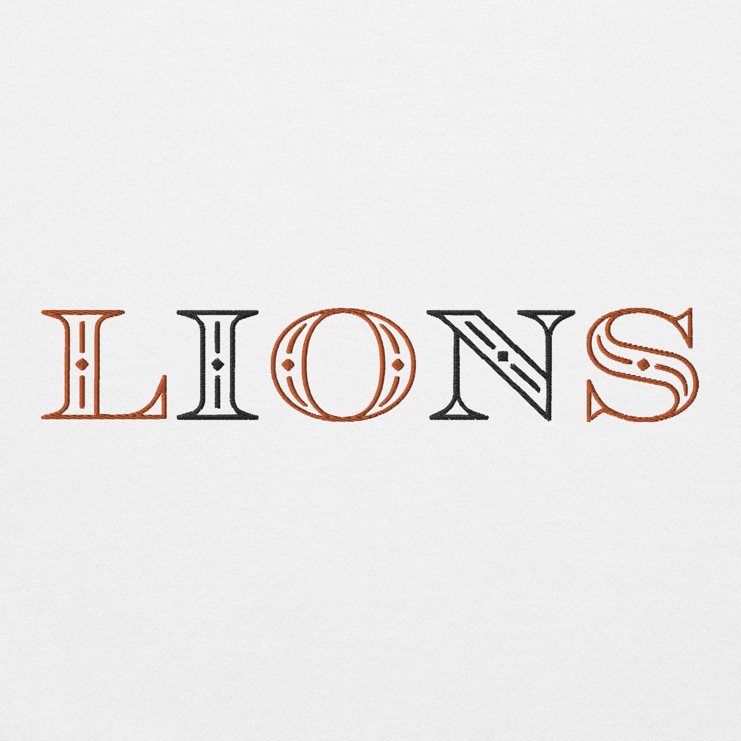 Lions (Orange and Black Letters) Embroidered Unisex Sweatshirt