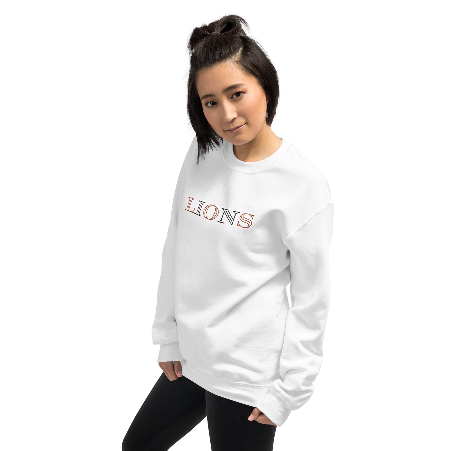 Lions (Orange and Black Letters) Embroidered Unisex Sweatshirt