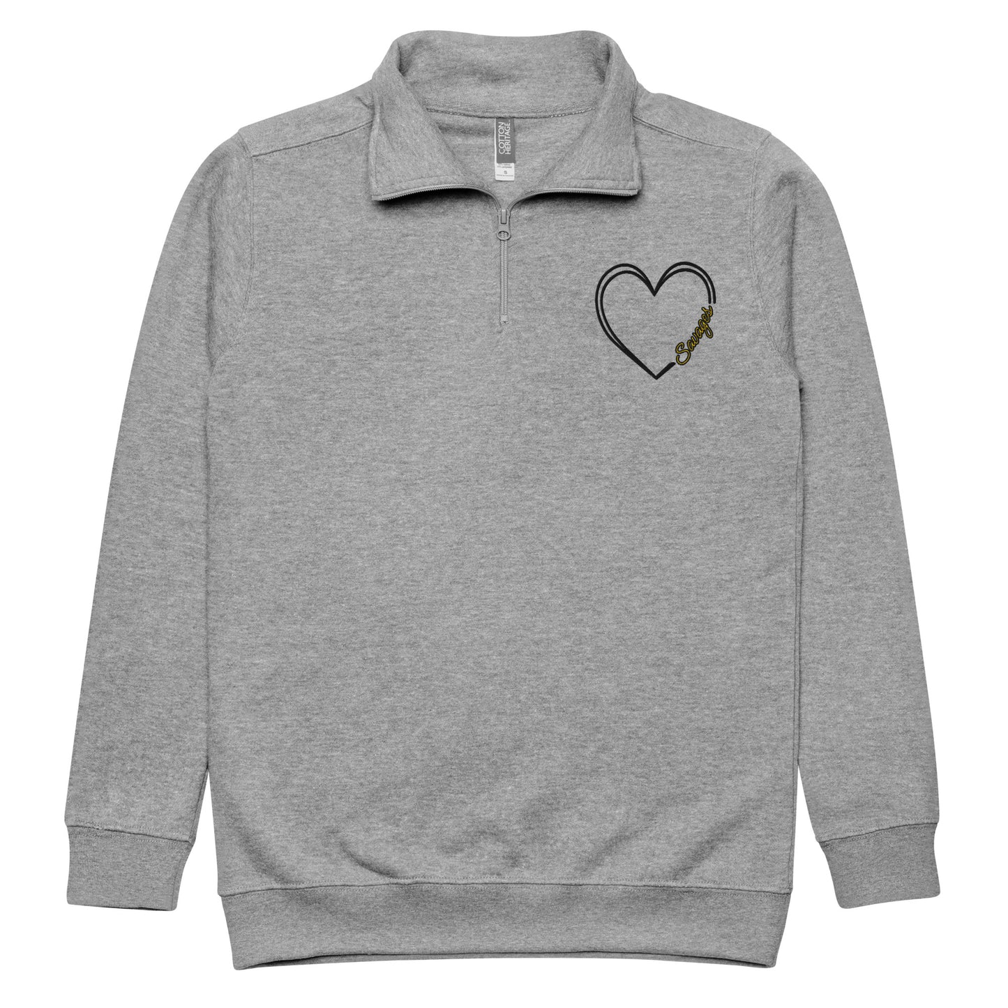 Black and Gold Savage Heart Embroidered Fleece Pullover