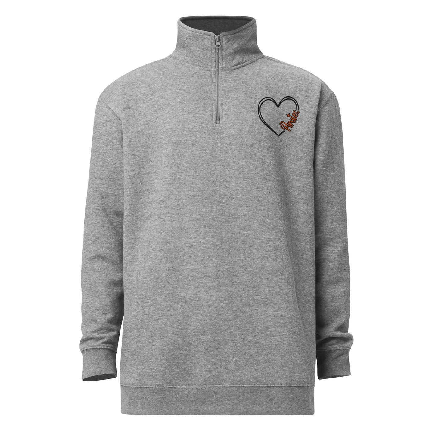 Orange and Black Pirate Heart Embroidered Unisex Fleece Pullover