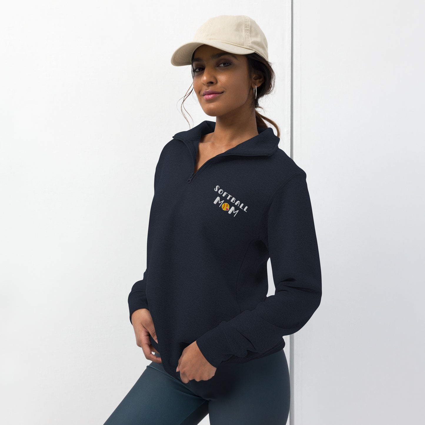 Softball Mom Embroidered Fleece Pullover