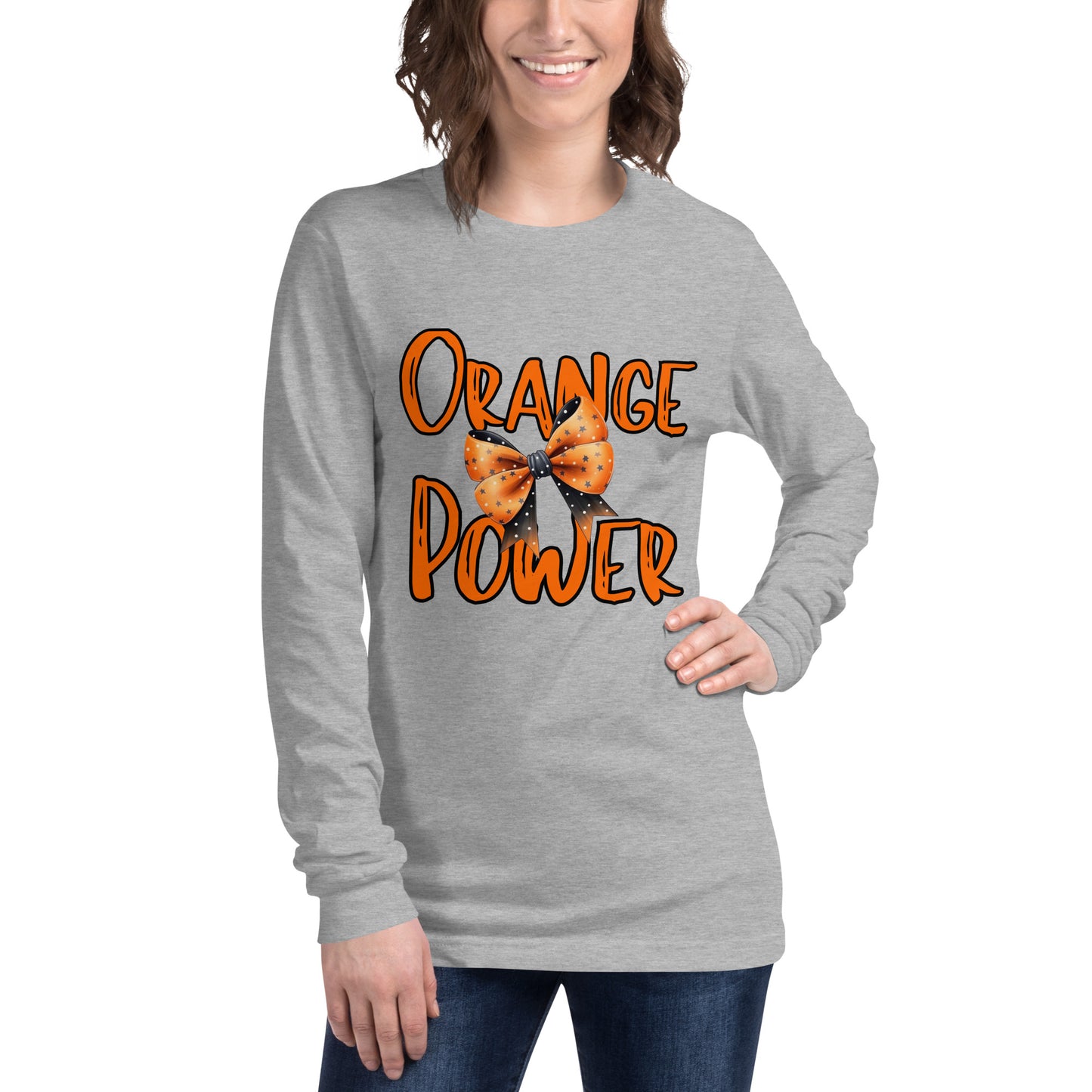 Orange Power Bow Long Sleeve Tee