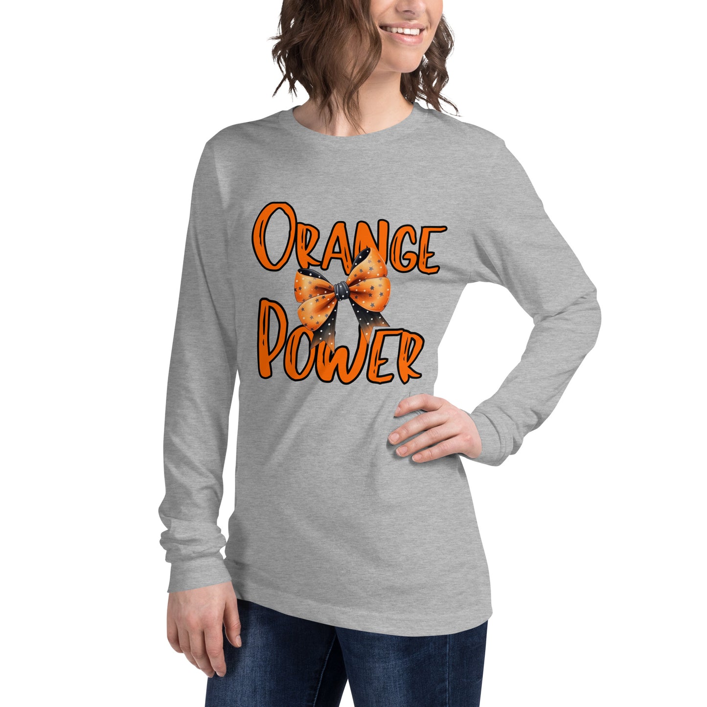 Orange Power Bow Long Sleeve Tee