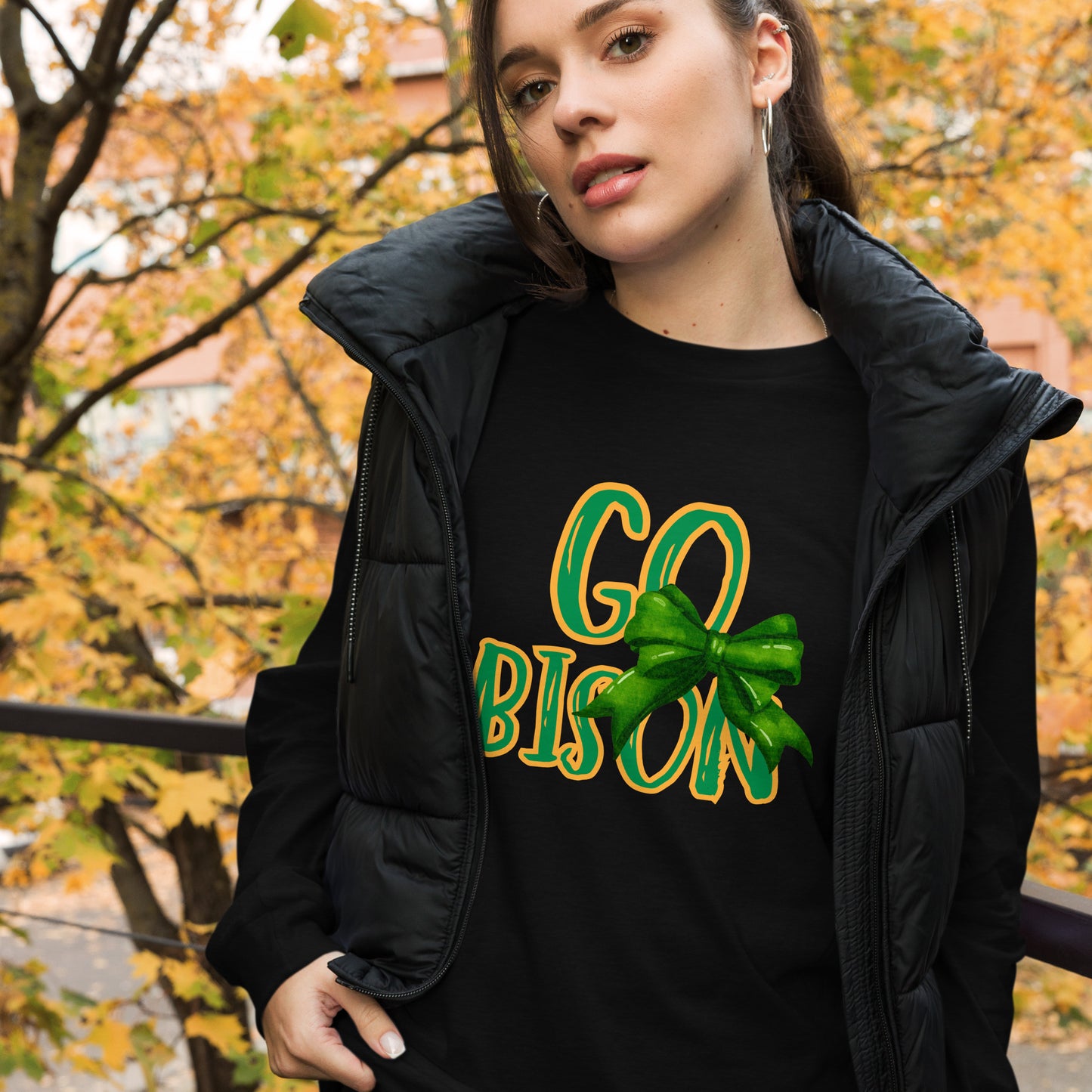 Go Bison Bow Long Sleeve Tee