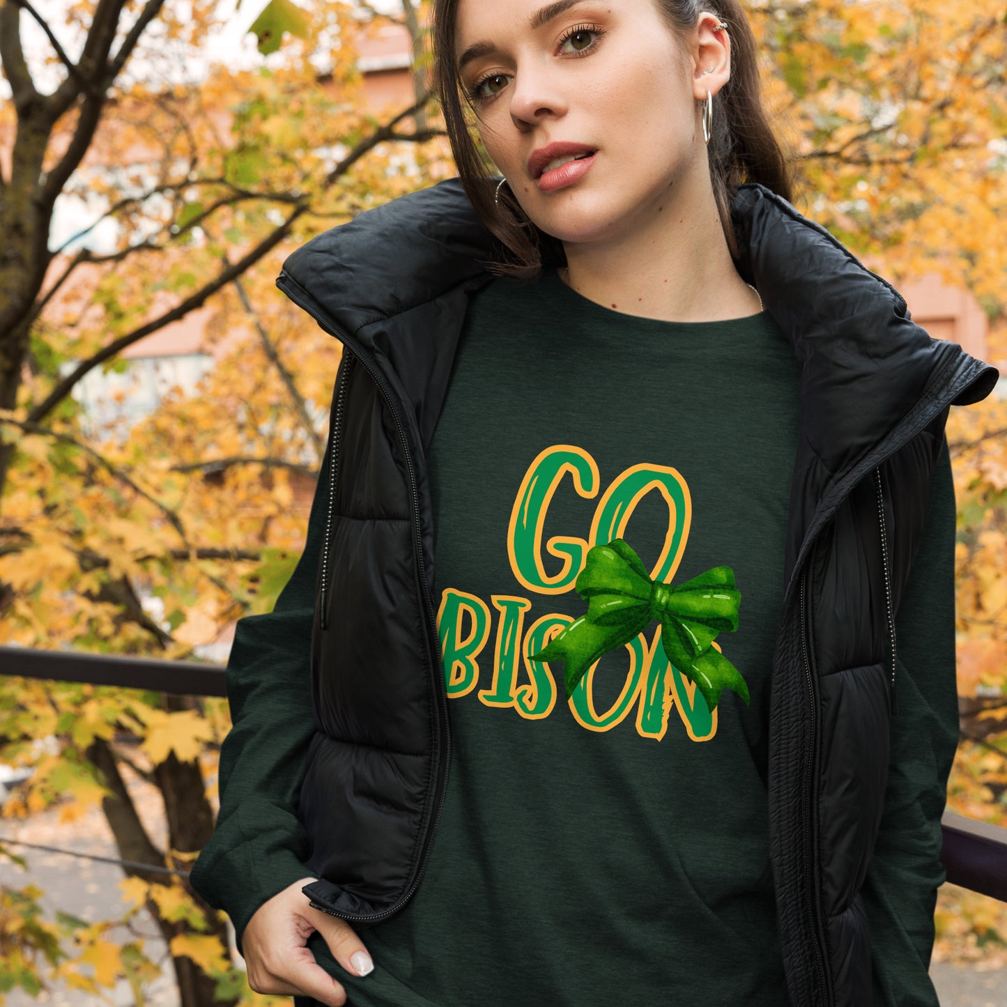 Go Bison Bow Long Sleeve Tee