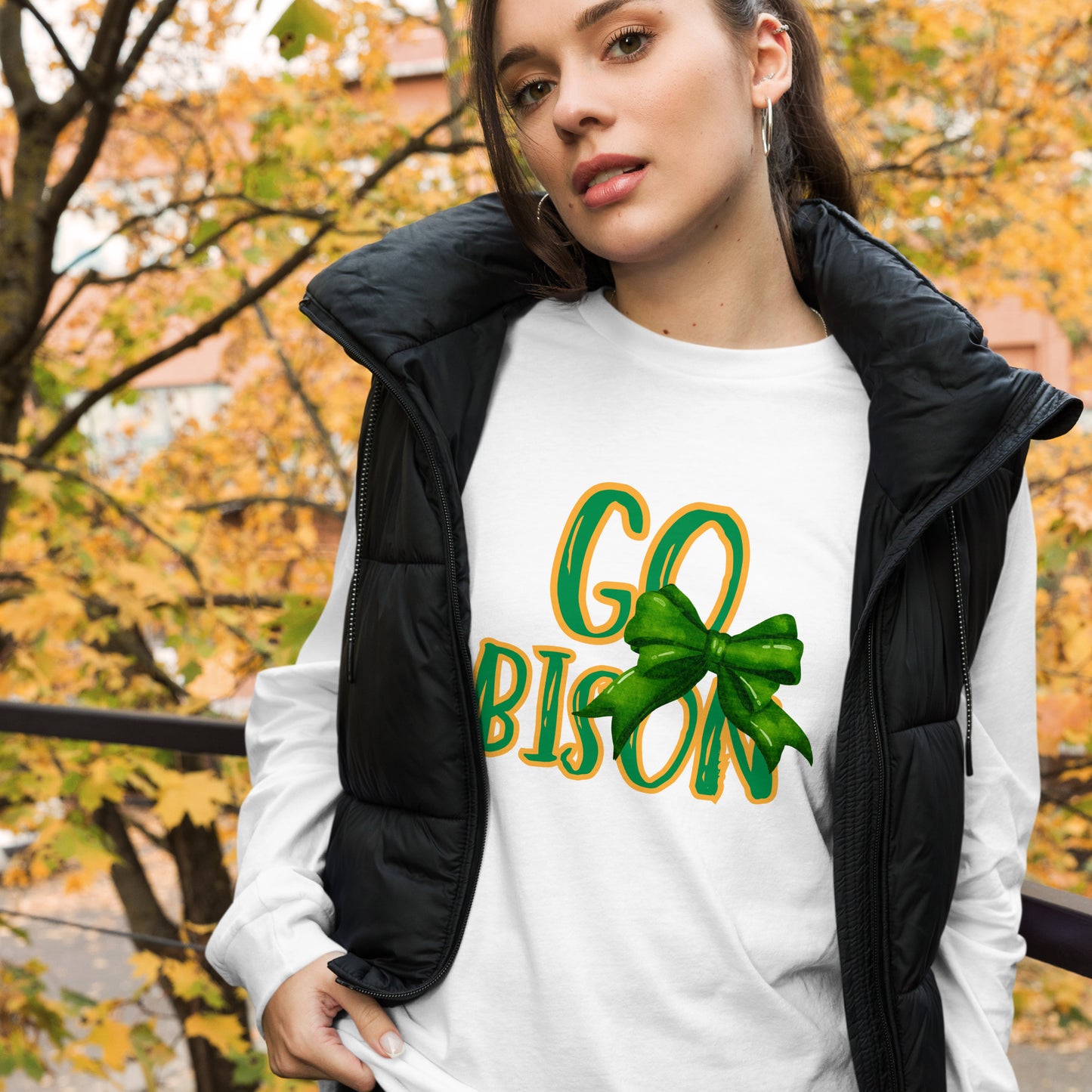 Go Bison Bow Long Sleeve Tee