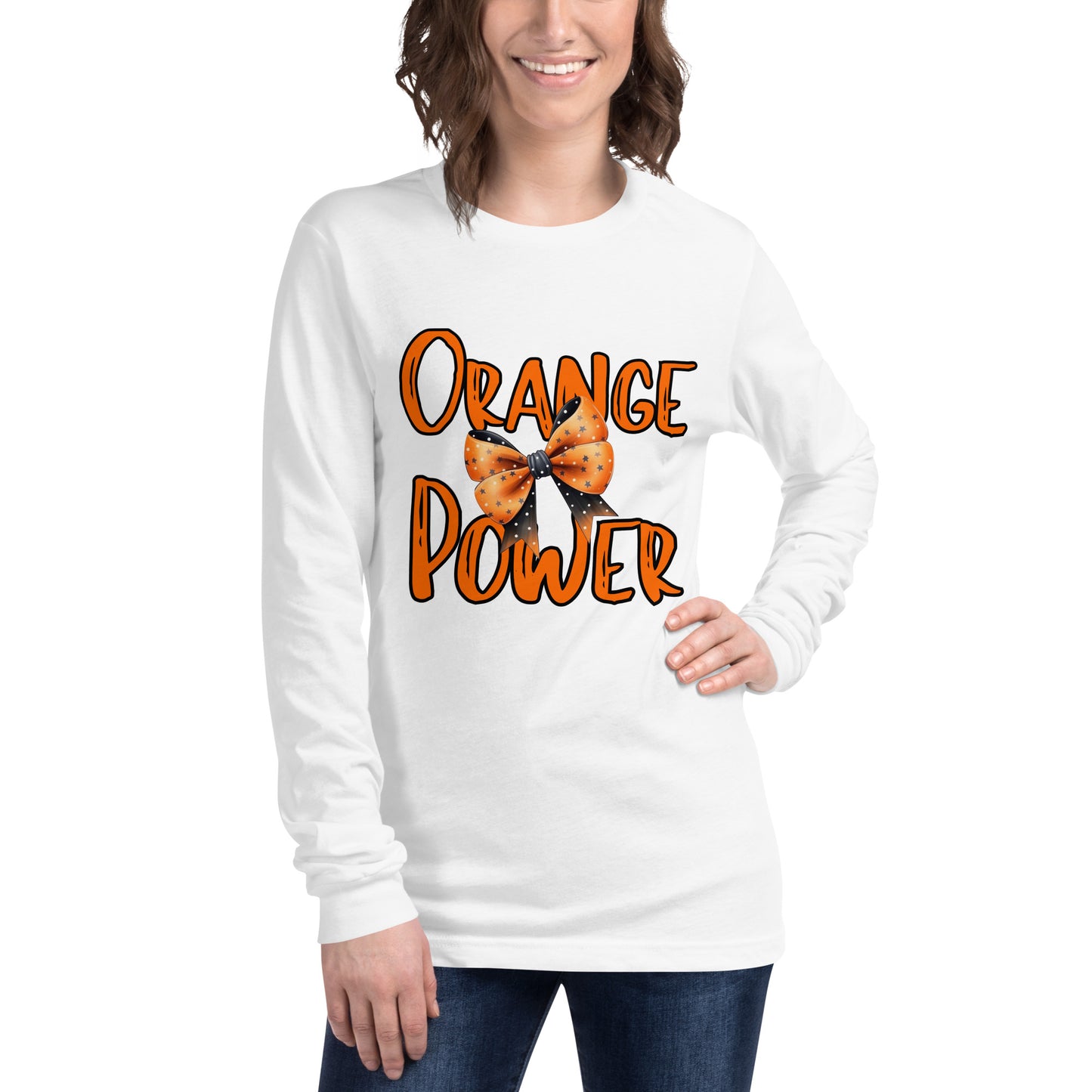 Orange Power Bow Long Sleeve Tee