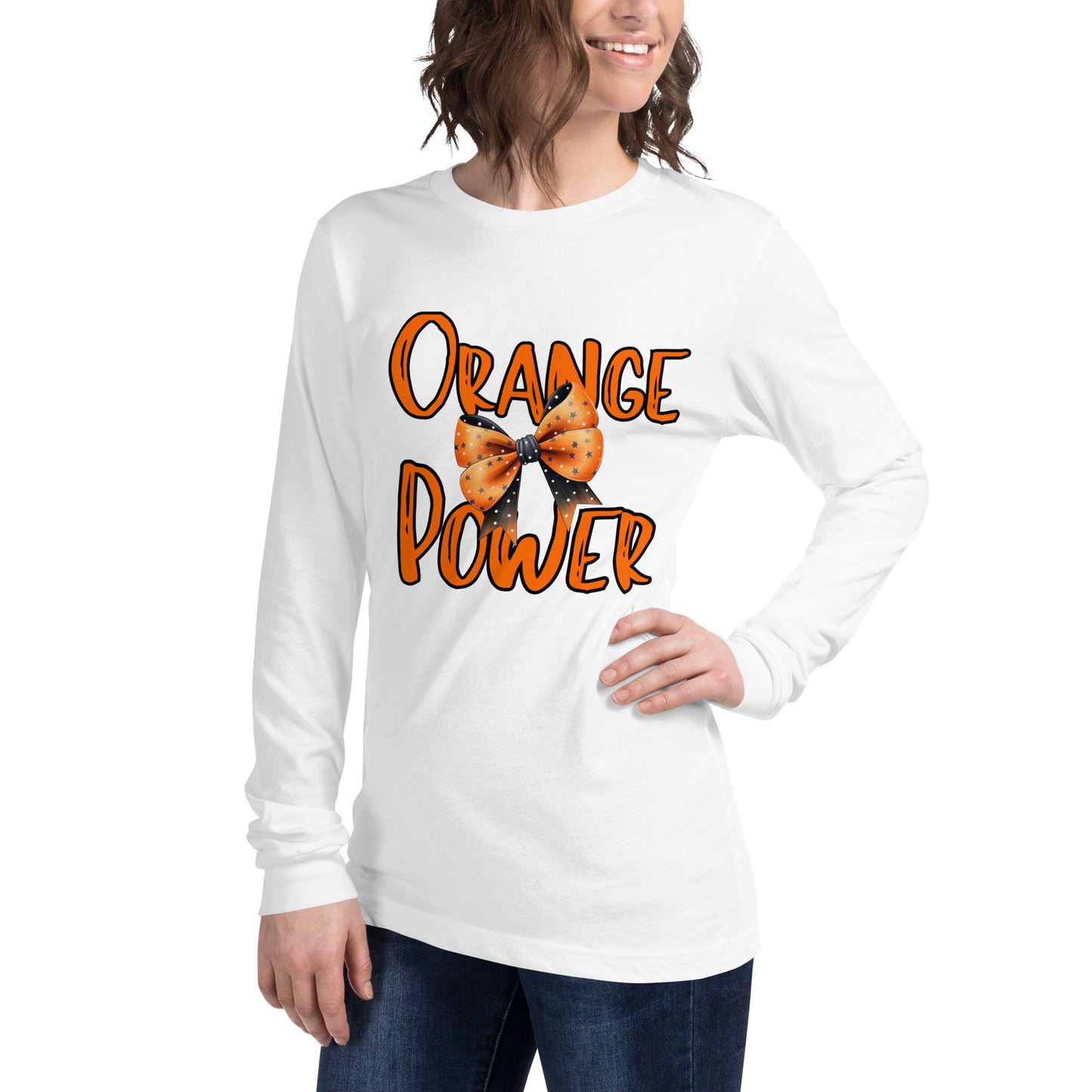 Orange Power Bow Long Sleeve Tee