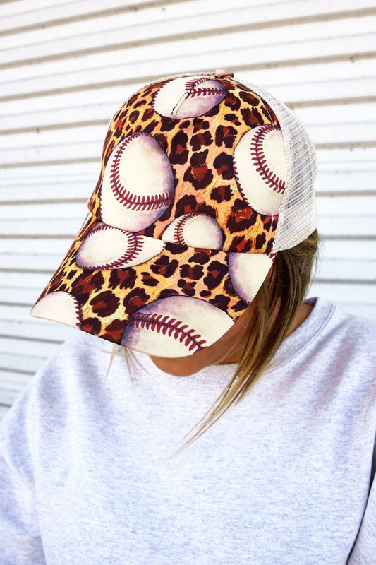 WILD ABOUT BASEBALL MESH PONYTAIL CAP