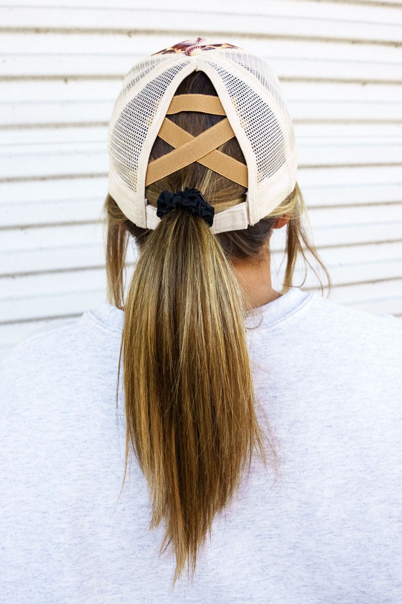 WILD ABOUT BASEBALL MESH PONYTAIL CAP