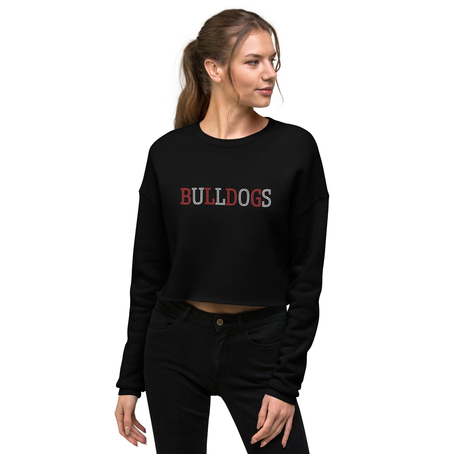 Bulldogs Embroidered Crop Sweatshirt