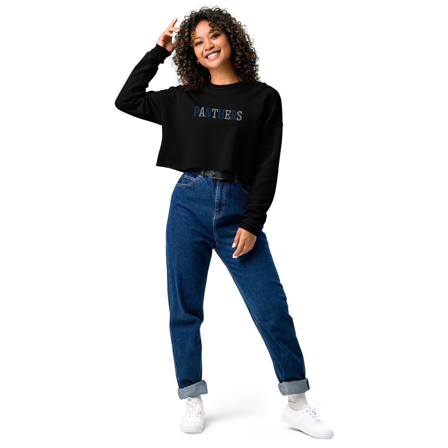 Panthers Embroidered Crop Sweatshirt