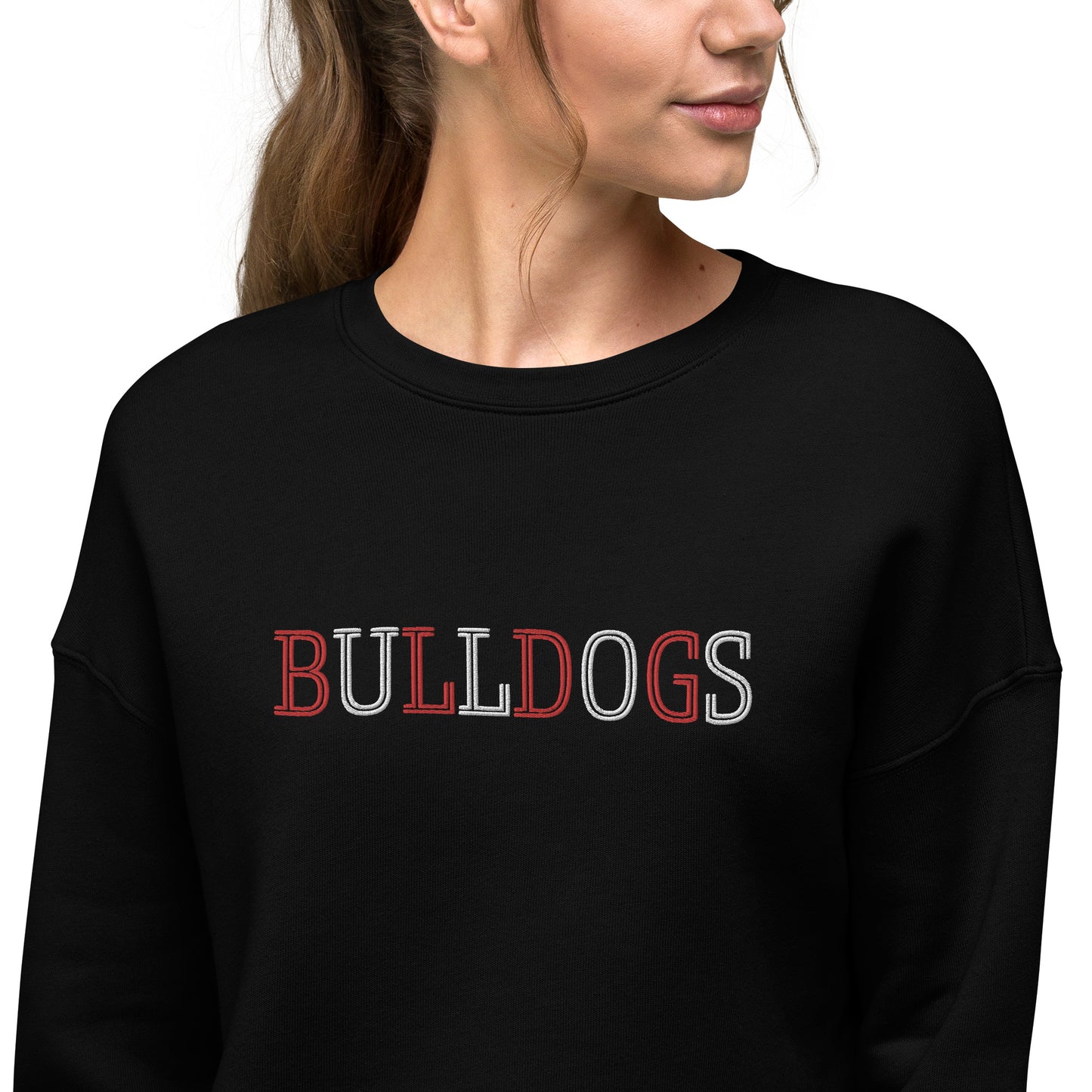 Bulldogs Embroidered Crop Sweatshirt