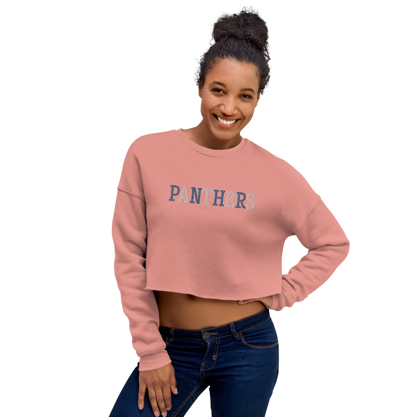 Panthers Embroidered Crop Sweatshirt