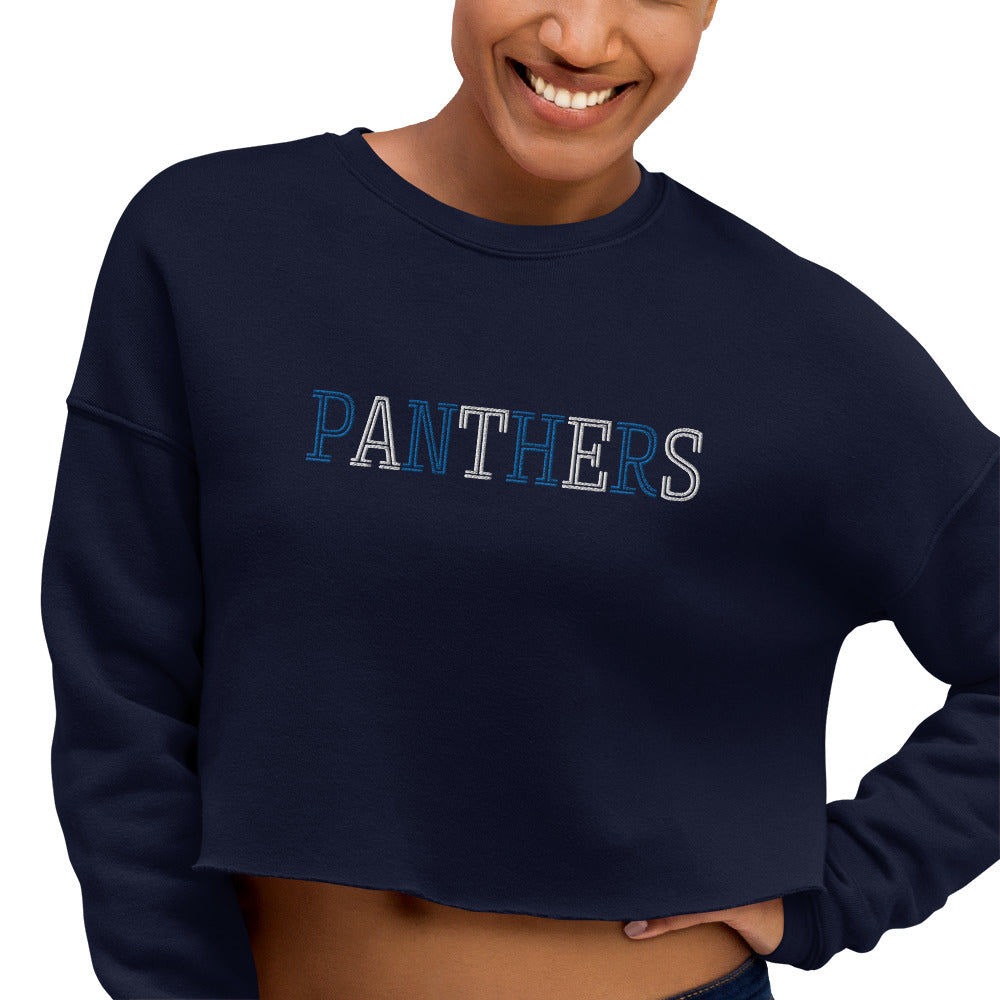 Panthers Embroidered Crop Sweatshirt