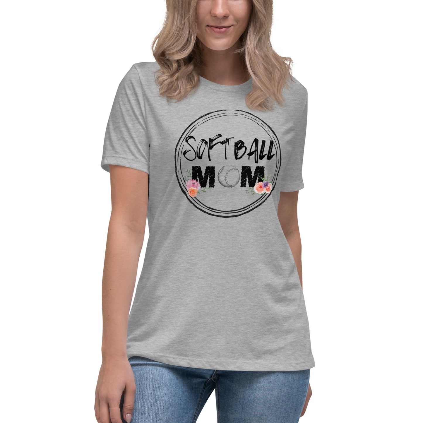 Floral Kissed Softball Mom Tee