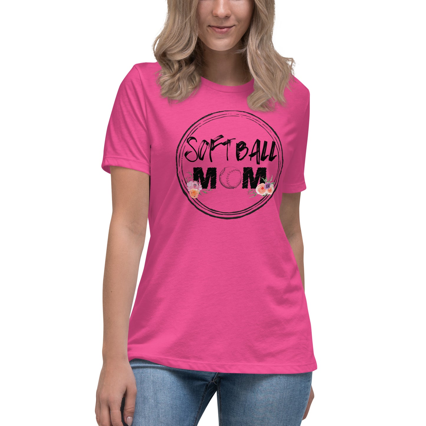 Floral Kissed Softball Mom Tee