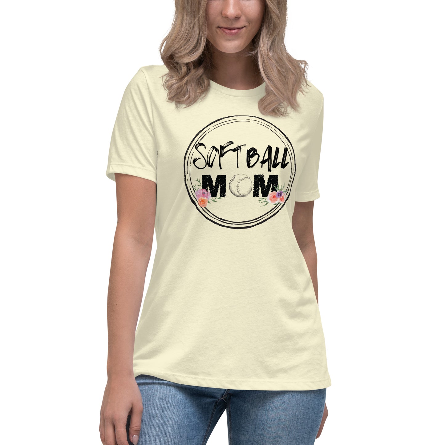 Floral Kissed Softball Mom Tee