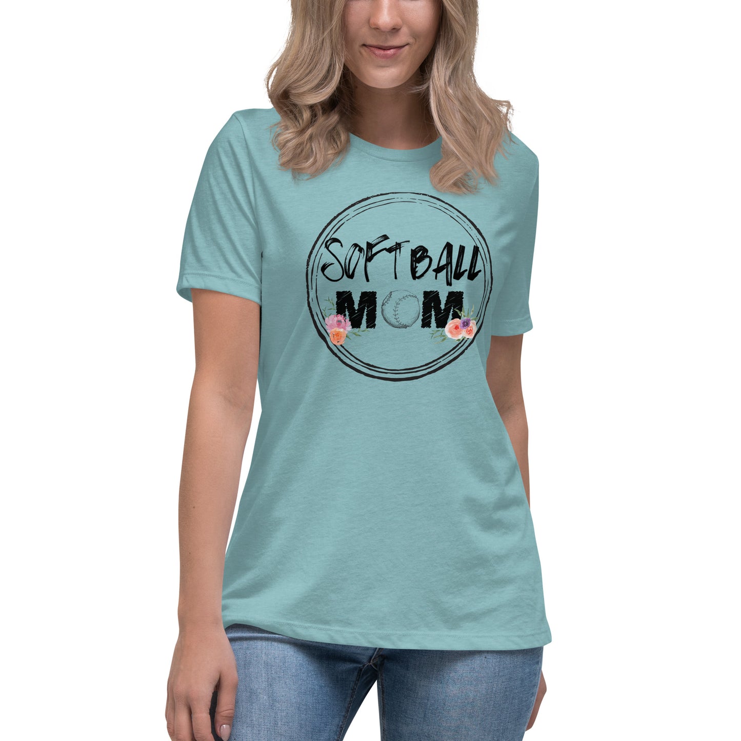 Floral Kissed Softball Mom Tee