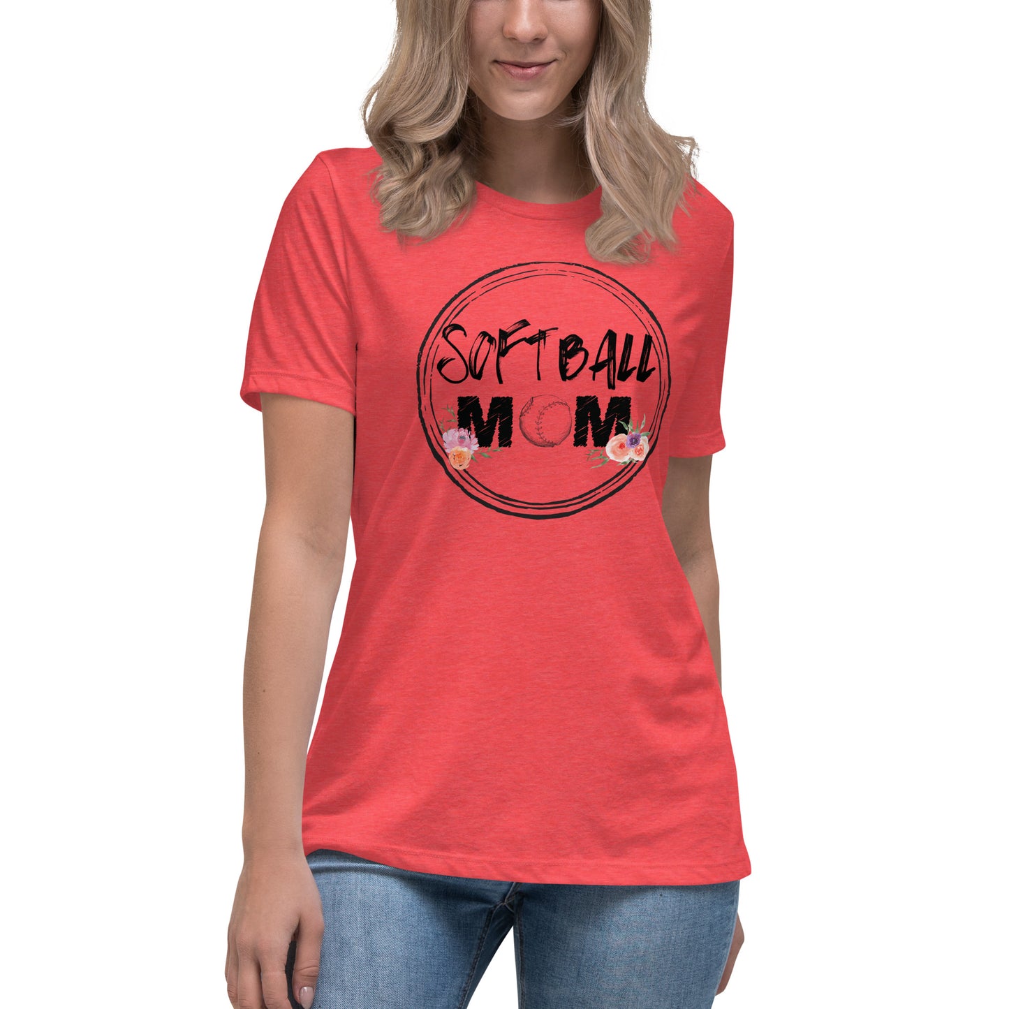 Floral Kissed Softball Mom Tee