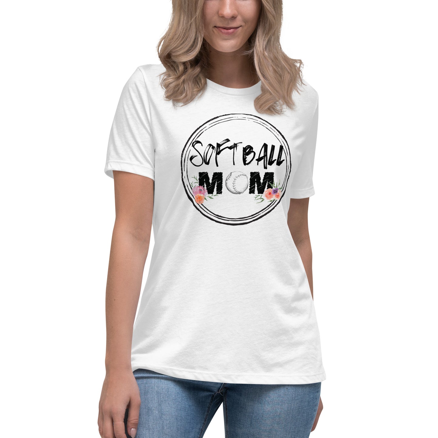 Floral Kissed Softball Mom Tee